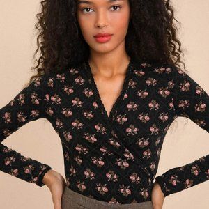 Rouje SEDA top - Wrap-around floral print - Size 4/36